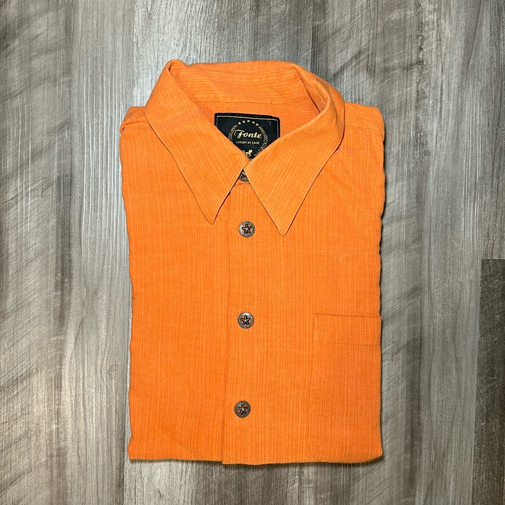 Fonte Western Luxury Silk Wool Blend Long Sleeve Button Down - Large